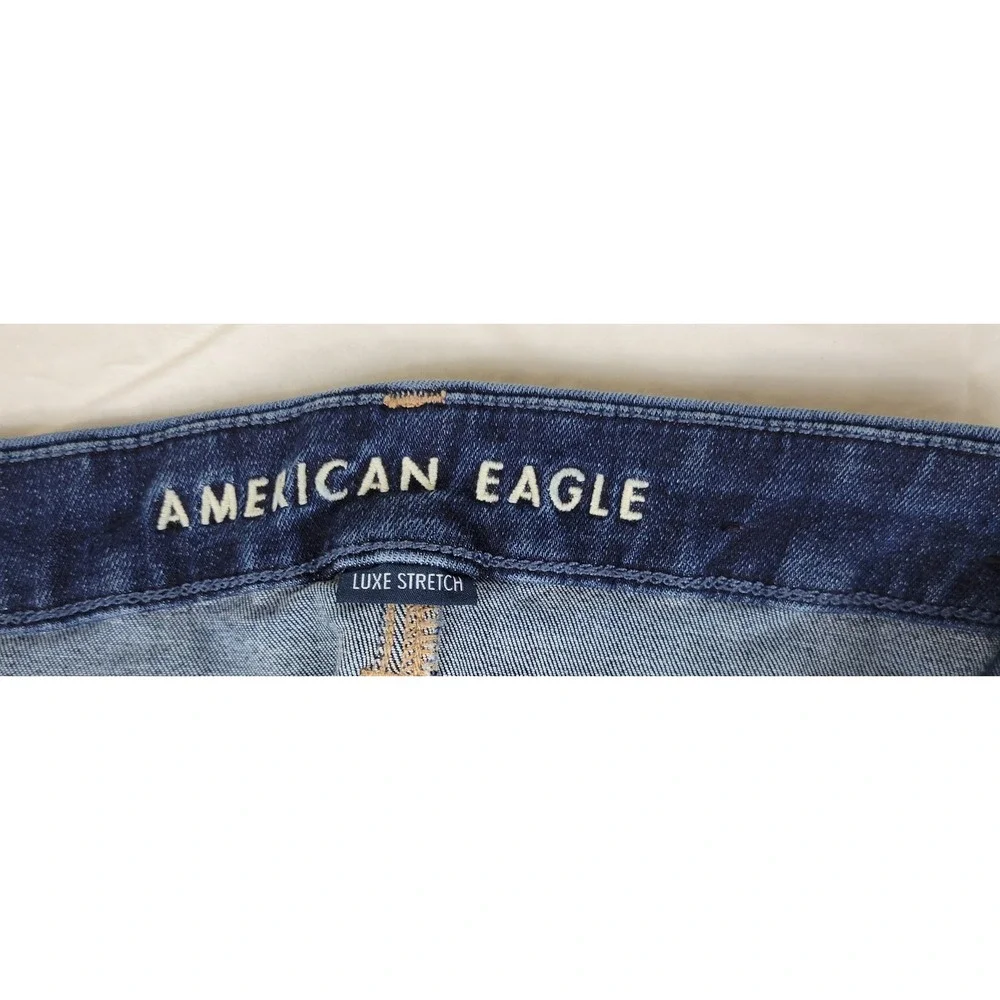 American Eagle Super High-Rise Flare Jeans Luxe Stretch Dark Wash 4 Short 3945 - Picture 11 of 11